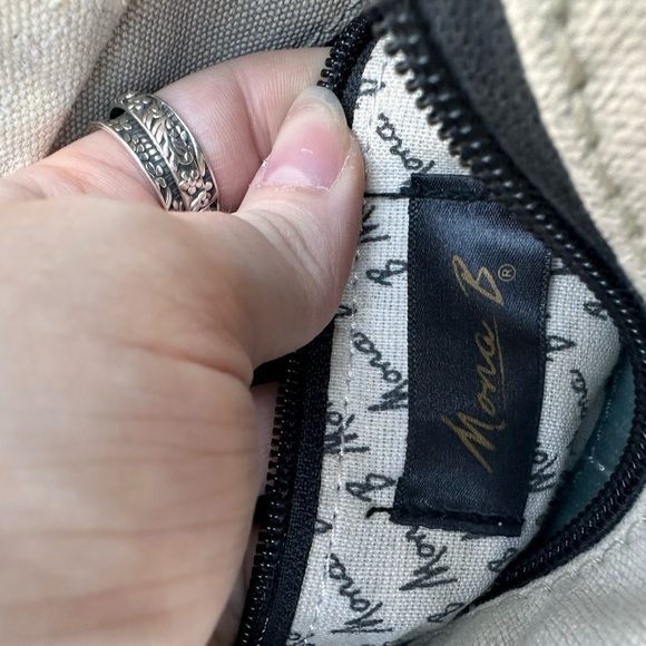 Mona B Cross City Ocean Canvas Tassel Detail Leather Crossbody Bag - Picture 8 of 11